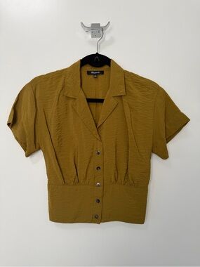 Madewell Drapey Banded Bottom Button Down Top